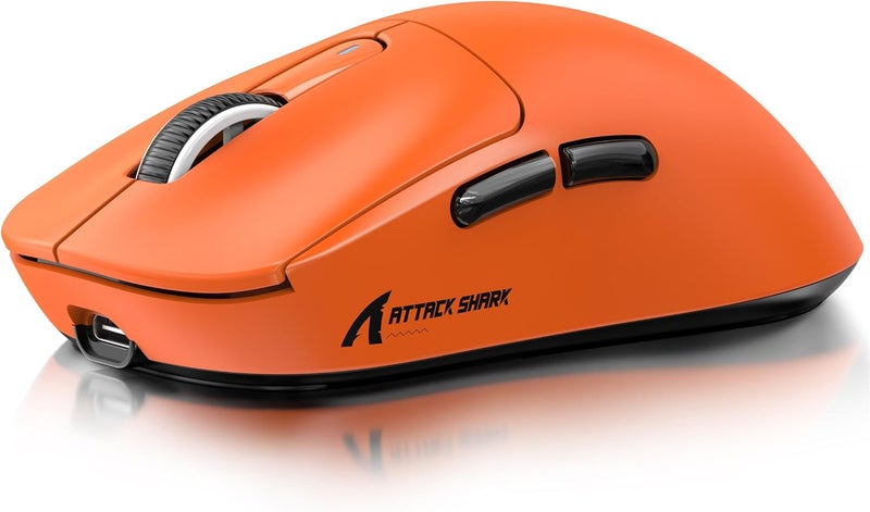 MANBASNAKE ATTACK SHARK X3 Wireless Gaming Mouse, 49g Ergonomic Computer Mouse, Triple Modes PAW3395 26K DPI Optical Sensor, 200h Battery Life, Programmable Buttons, Gaming Accessories for PC/Laptop/Mac(Orange) - Image 1